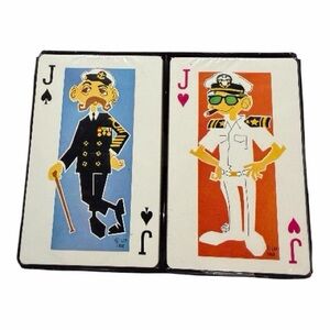 Vintage 1968 “LTP” Naval Officer Playing Cards – Complete Deck in Black Case